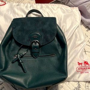 Coach Backpack, Emerald green, 10” by 12”